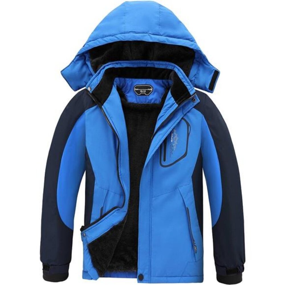 Boy's Waterproof Ski Jacket Winter Snow Coat Kids Fleece Jackets Thick Hooded